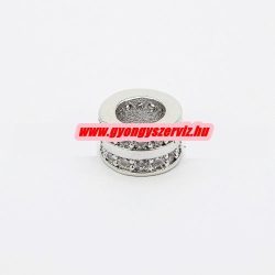 Cirkon köztes gyöngy. 8x5mm. Ezüst szín. 2 soros.