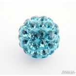 Shamballa gyöngy. 10 mm. Türkizkék.  10db.