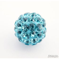 Shamballa gyöngy. 10 mm. Türkizkék.  10db.