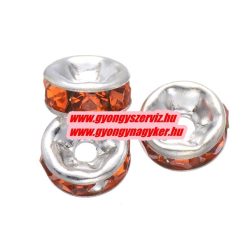   100db. . Strasszos köztes gyöngy, rondella. 6mm. Narancs.  