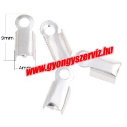    100db. Szalagvég, zsinór vég. Végzáró elem. 4x9x3mm. Platina szín.