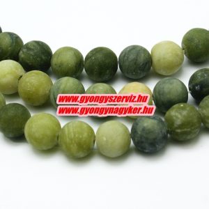Matt nefrit jade ásványgyöngy. 10mm. 1 szál. (kb. 40cm)