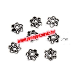 Gyöngykupak. 6mmx2mm. Antik ezüst szín.  100db.