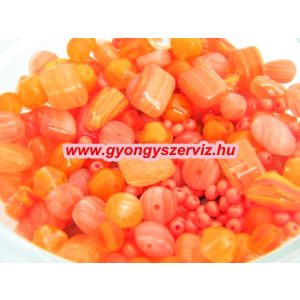 Cseh gyöngy. Vegyes. Narancs. Mix.  50g.