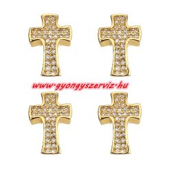   Kiárusítás!  kristályos köztes gyöngy. kereszt. Arany szín, fehér kristály.