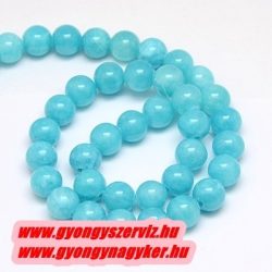 Jade ásványgyöngy. 10mm. Türkiz. 1 szál, kb. 40cm.