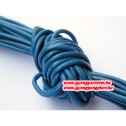   Hengeres bőr szál, bőr zsinór. 2mm. 1m. Sötét türkiz.10db/csomag.