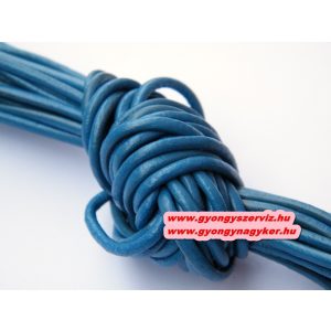Hengeres bőr szál, bőr zsinór. 2mm. 1m. Sötét türkiz.10db/csomag.
