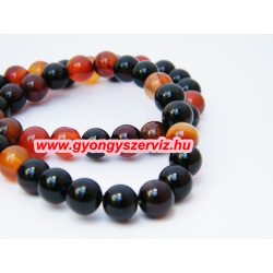   " Sötét mix " achát ásványgyöngy. 10mm. 1 szál.