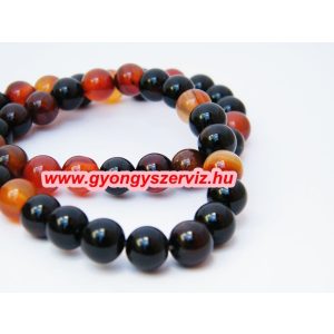 " Sötét mix " achát ásványgyöngy. 10mm. 1 szál.
