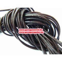   Hengeres bőr szál, bőr zsinór. 2mm. 1m. Sötétbarna.10db/csomag.