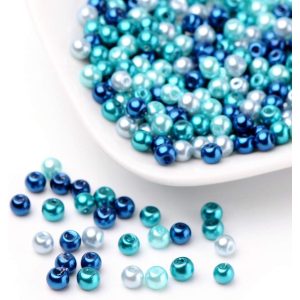 100db. Üveg tekla gyöngy. 8mm. Kék mix. AA.