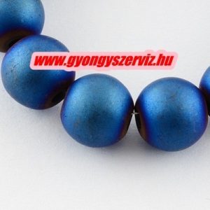 Matt hematit ásványgyöngy. 8mm. Kék szín. 1 szál. (kb. 40cm)