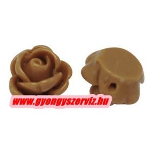 Fűzhető gyanta virág kaboson. 9x7mm. Bézs.  10db.