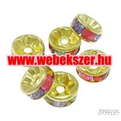   100db. Fémgyöngy. Köztes gyöngy. Rondell. 8x4mm. Szivárvány. 
