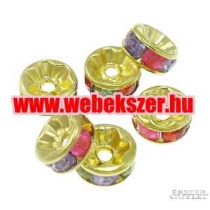 100db. Fémgyöngy. Köztes gyöngy. Rondell. 8x4mm. Szivárvány. 