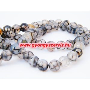 Leárazva! Achát gyöngy. 8mm. Sárkány.  1 szál.