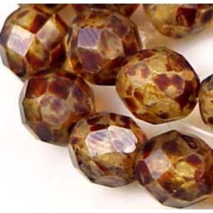 50db. Csiszolt cseh üveggyöngy. Barna picasso.