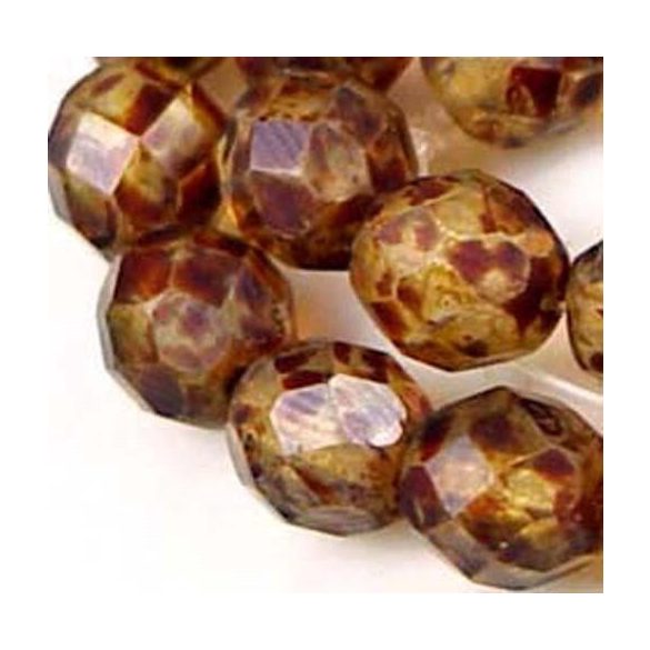 50db. Csiszolt cseh üveggyöngy. Barna picasso.