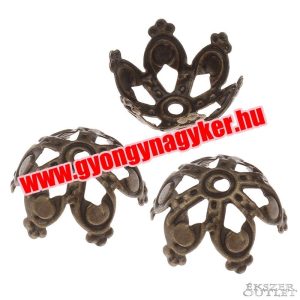 Gyöngykupak. Fémgyöngy. 16x7mm. Antik bronz szín.   100db.