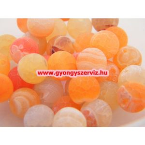 Leárazva! Ásványgyöngy, féldrágakő gyöngy. Repesztett. Narancs achát. 10mm.  1 szál.