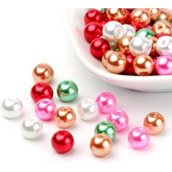 100db. Üveg tekla gyöngy mix. 8mm. 5 szín rózsaszín. AA