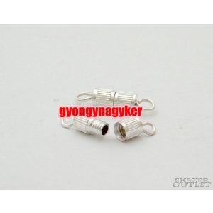 25 db. Menetes ékszer zár. Csavaros ékszer kapocs. Ezüst, vagy platina szín. 4x15mm. 
