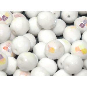 50db. Cseh csiszolt gyöngy. 8mm. Alabástrom, AB. 