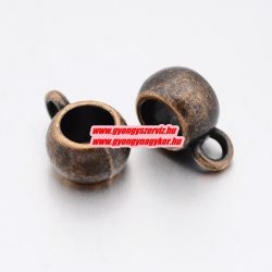   100db. Charm tartó, medál tartó fém köztes gyöngy. Antik réz szín.  
