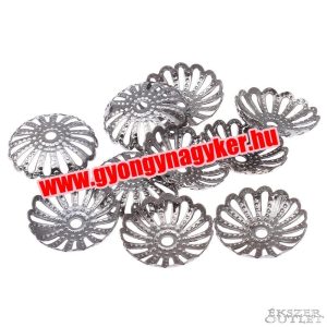 Gyöngykupak. Fém gyöngy. 13x3mm. Ólom fekete szín.   100db.