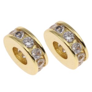 Cirkon kristályos köztes gyöngy. 10x4mm. Arany szín.