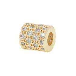   Kiárusítás! Cirkon cső, köztes gyöngy. 10x8mm. Arany szín.