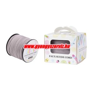Leárazás! Velúr zsinór. 3x1.4mm. Világosszürke. 90m/db.