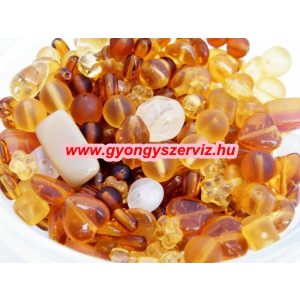Cseh gyöngy. Borostyán. Mix. 50g.