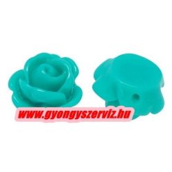   Fűzhető gyanta virág kaboson. 9x7mm. Világos türkizzöld. 10db.