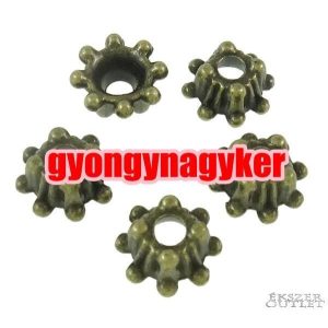 Gyöngykupak. Fém gyöngy. 9x9x4mm. Antik bronz szín.   100db.