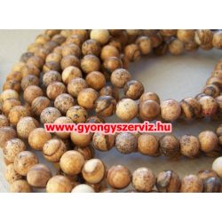   Képjáspis ásványgyöngy, féldrágakő gyöngy. 10mm. 1 szál, kb. 40cm.