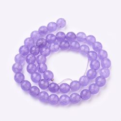   1 szál. Csiszolt jade ásványgyöngy. 8mm. Világos ametiszt szín.