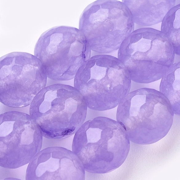 1 szál. Csiszolt jade ásványgyöngy. 8mm. Világos ametiszt szín.