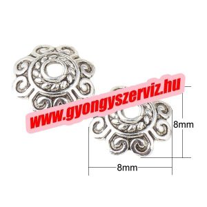Gyöngykupak. 8x8x2mm. Antik ezüst szín.  100db.