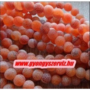 Matt, repesztett achát ásványgyöngy. 6mm. Barna. 1 szál.