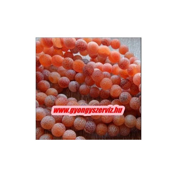 Matt, repesztett achát ásványgyöngy. 6mm. Barna. 1 szál.