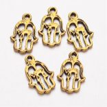 50db. Hamsa kéz. Köztes gyöngy. 20x12mm. Antik arany szín.