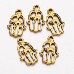   50db. Hamsa kéz. Köztes gyöngy. 20x12mm. Antik arany szín.