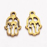 50db. Hamsa kéz. Köztes gyöngy. 20x12mm. Antik arany szín.