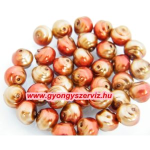 Cseh gyöngy. Tekla gyöngy. Virág. Két szín bronz. 8mm. 10db.