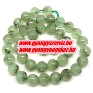 Prehnit ásványgyöngy, féldrágakő gyöngy. 8mm. 1 szál, kb. 40cm.
