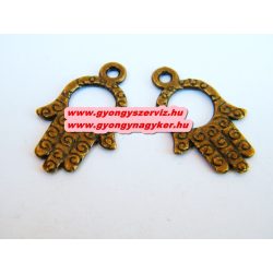   50db. Fém medál, fityegő. Hamsa kéz, fatime keze. Antik bronz szín. 23x14x1.5mm. 