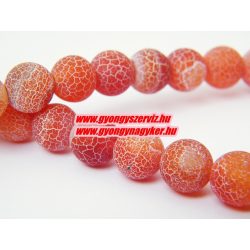   Matt repesztett, barna achát ásványgyöngy. 10mm. 1 szál.