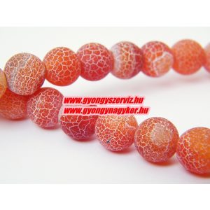 Matt repesztett, barna achát ásványgyöngy. 10mm. 1 szál.